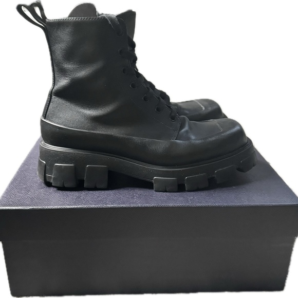 Prada Monolith Leather and Nylon Combat Boots main image 10